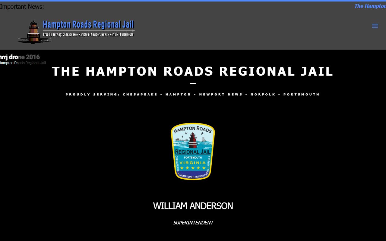 Portsmouth City inmate population former Hampton Roads Regional Jail site